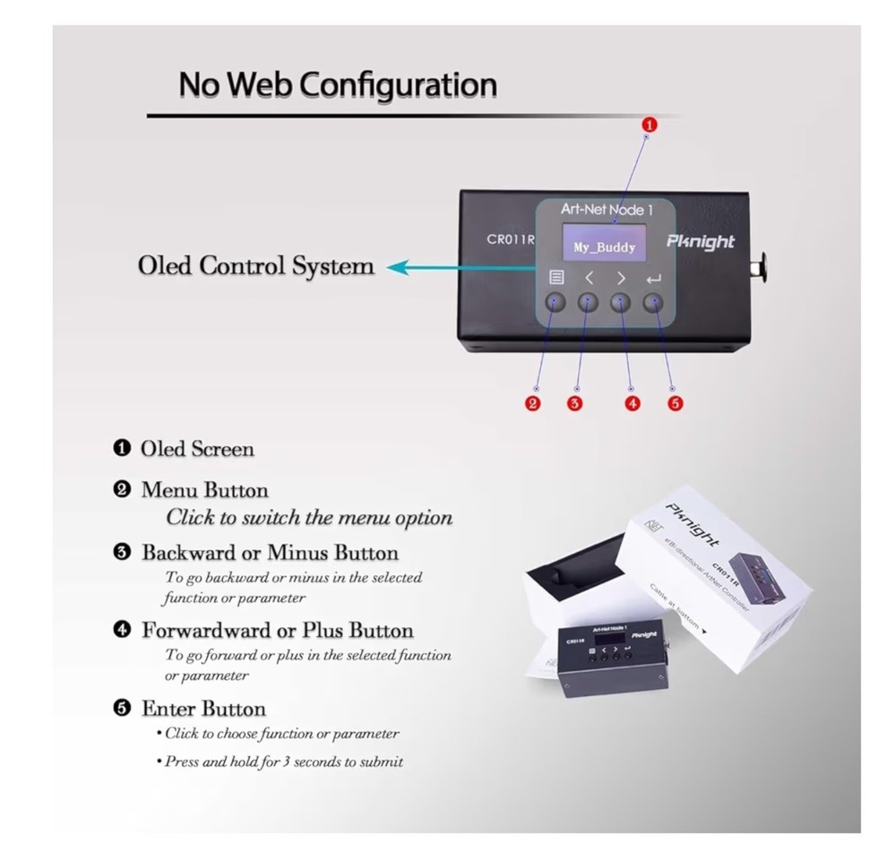 NEW Pknight ArtNet DMX Ethernet Lighting Controller Interface, 5-Pin DMX512 NODE
