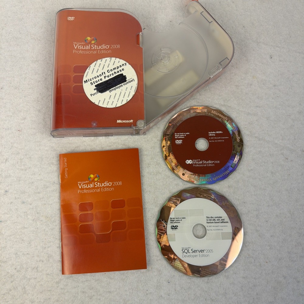 Microsoft Visual Studio Professional 2008 SQL Server Dev 2005 RETAIL Box