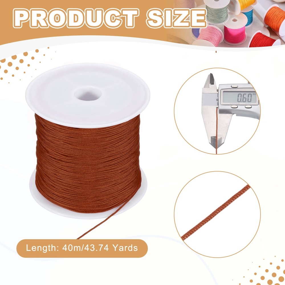 0.6mm Nylon String for Bracelets, 44 Yards Nylon Beading Thread(Brown)