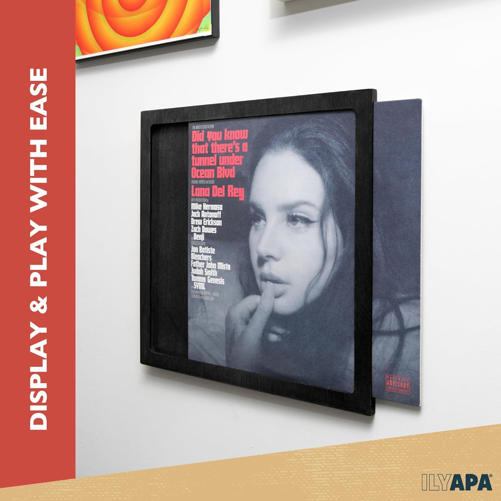 Removable Vinyl Record Display Frame - 6 Pack Wood Record Album Frame for Wall -