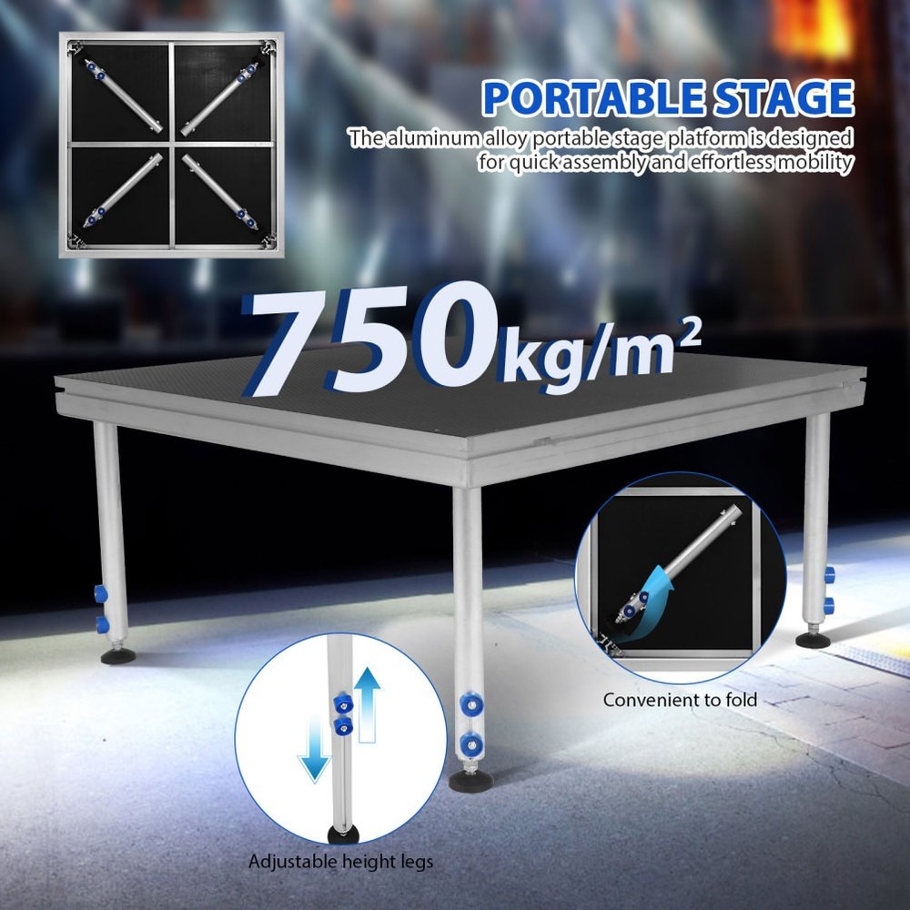 4x4FT Aluminum Stage Platform Adjustable Height Folding Modular Riser 24-40 inch