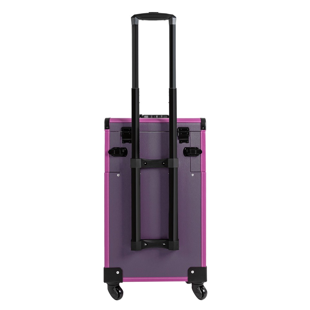 Portable Rolling Makeups Train Case Lockable Cosmetic Storage Organizer Trolley