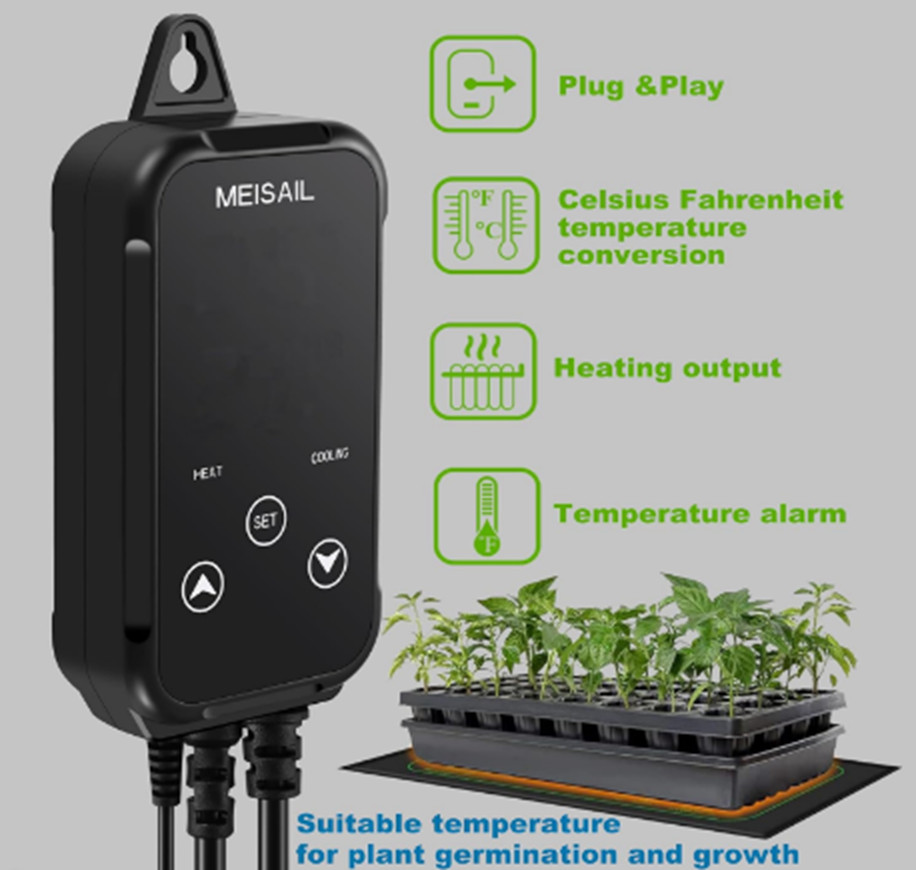 MEISAIL S10B Digital Temperature Controller 2-Stage Outlet Heating & Cooling 10A
