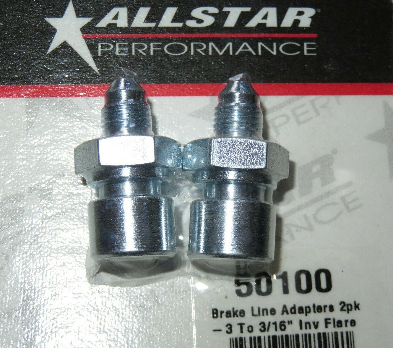 AllStar Steel Brake Line Adapter -3 AN To 3/16" Inverted Flare 2pk ALL50100