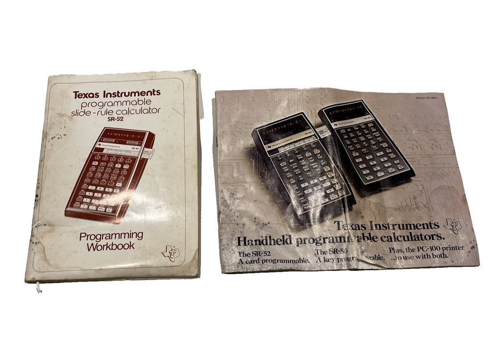 Texas Instruments SR-52 Slide Rule Calculator Program Workbook '76 &Promo Flyer