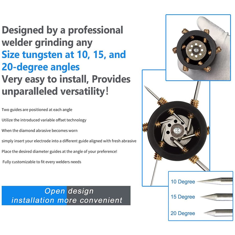 GR-12 TIG Welding Tungsten Electrode Sharpener Grinder With Multi-Angle & Offset