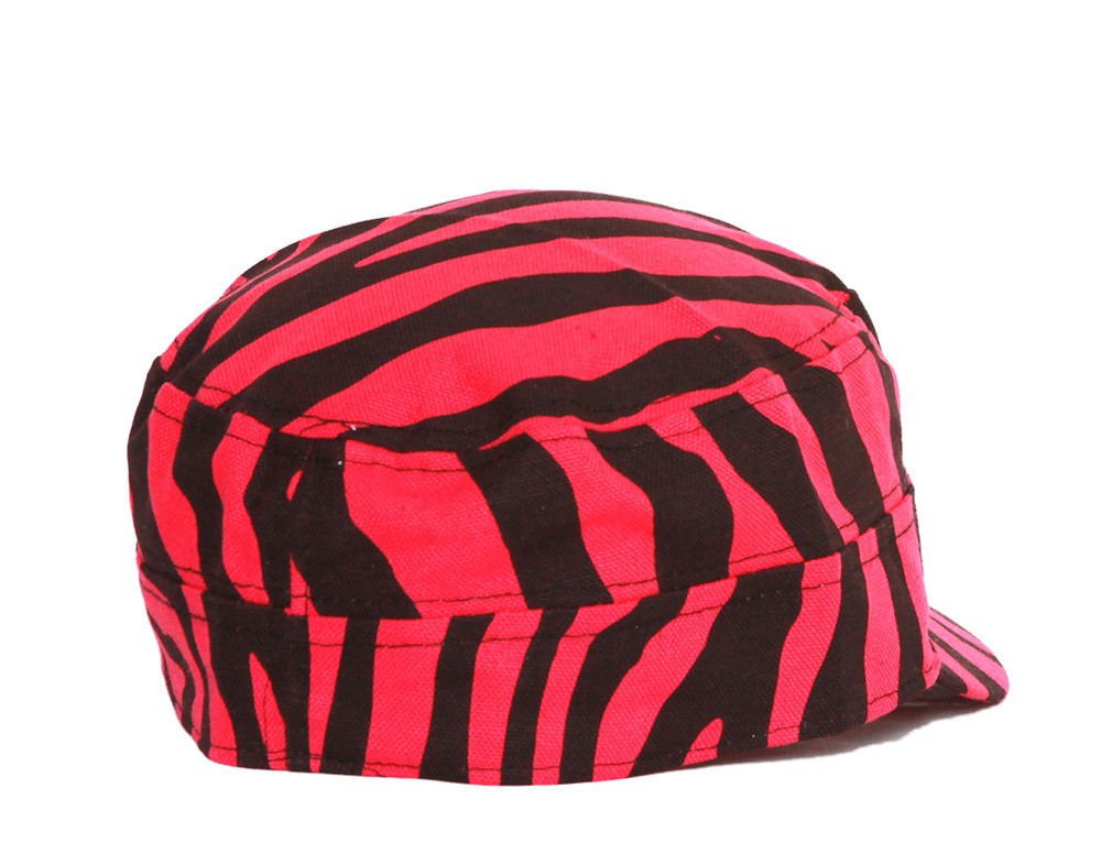 Clover Zebra Animal Print Fitted Cadet Hat - Medium/Large - Pink