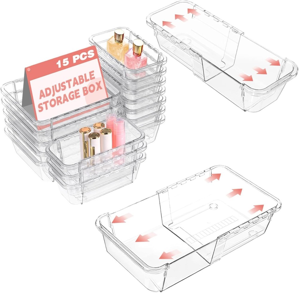 Extendable Clear Der Organizer, All Adjustable Vanity Stora Box,