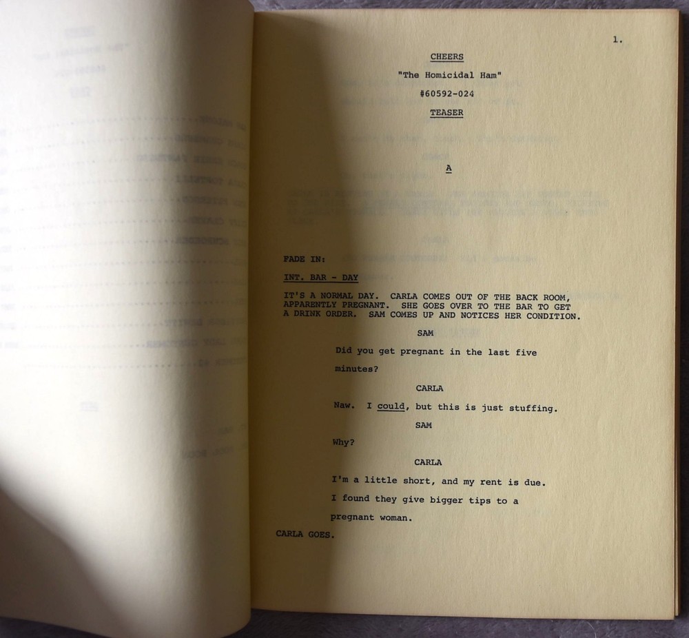 1983 Cheers (The Homicidal Ham) Original Screenplay Script