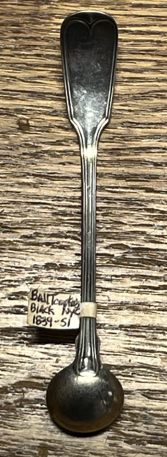 American Coin Silver Fiddle Thread Mustard Ladle Ball Tompkins Black NYC Mono