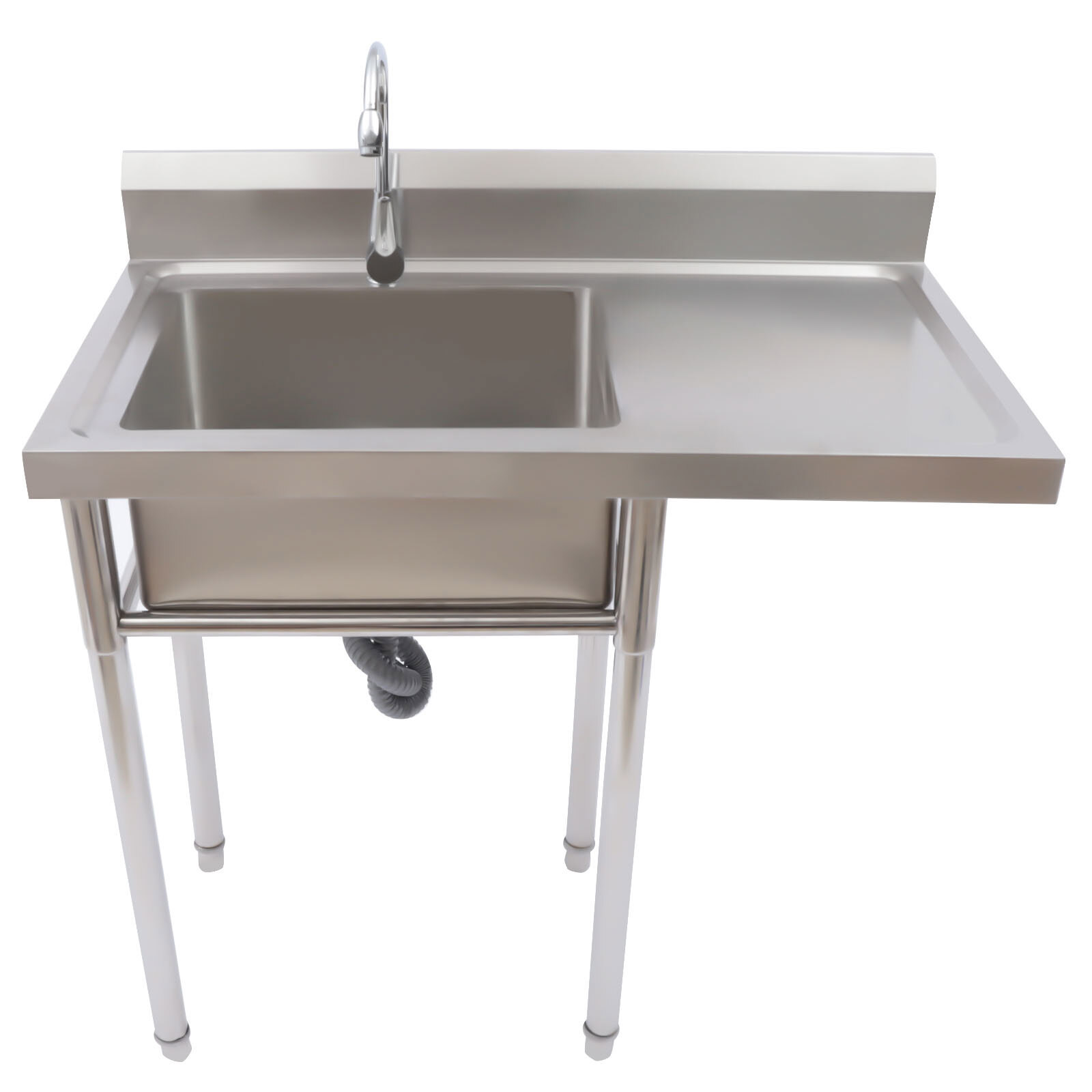 Stainless Steel Utility Sink Commercial Restaurant Kitchen with Faucet & Workben