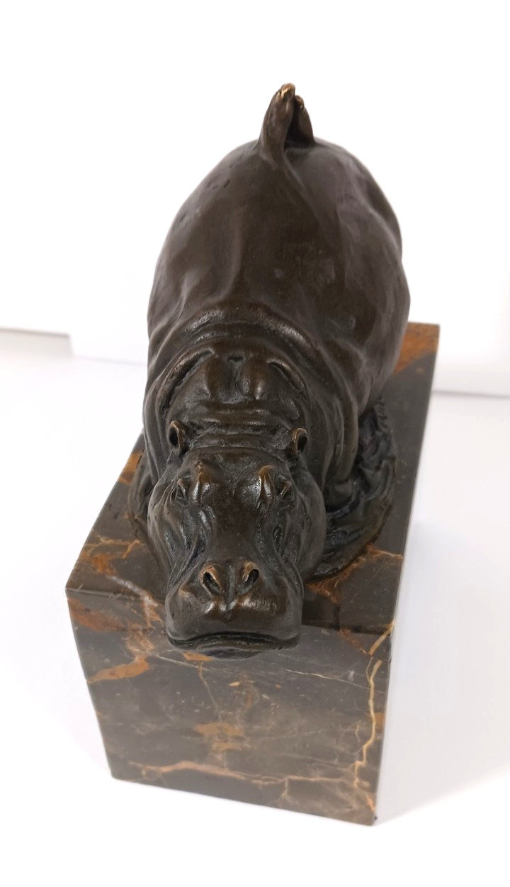 Statue Sculpture hippo Wildlife Art Deco Style Art Nouveau Style Bronze Figurine