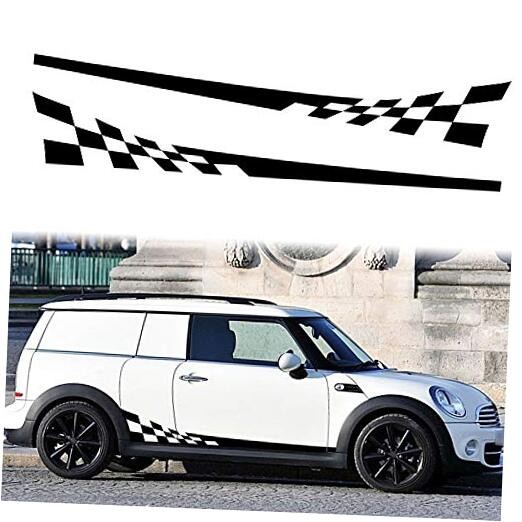 1 Pair 77.2'' Racing Checkered Flag Side Stripe Decals Compatible with Mini