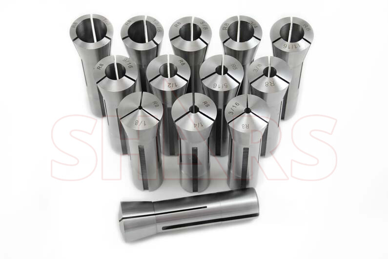 SHARS 13PCS HIGH PRECISION 1/8"-1/8" BY 16THS 13PC R8 COLLETS .0005" TIR NEW #[