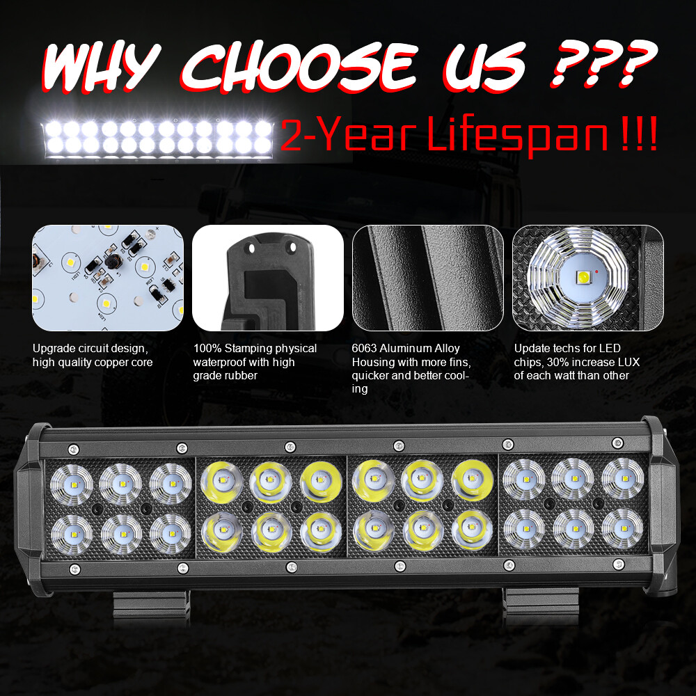 12" Inch LED Light Bar Spot Flood Combo Work Driving Off Road SUV ATV Truck UTV