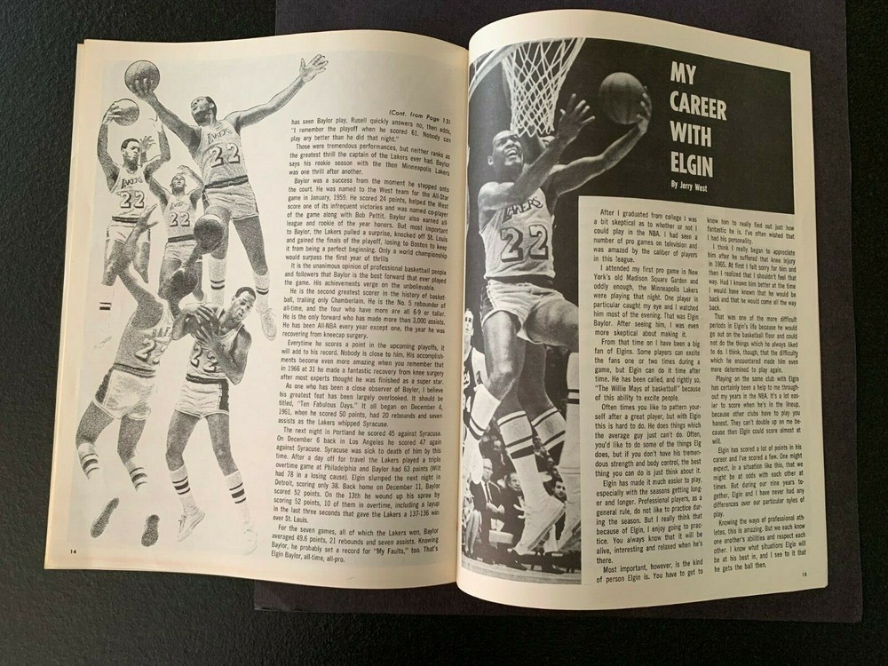 Elgin Baylor Night Program March 21st 1969 23 Pages EX