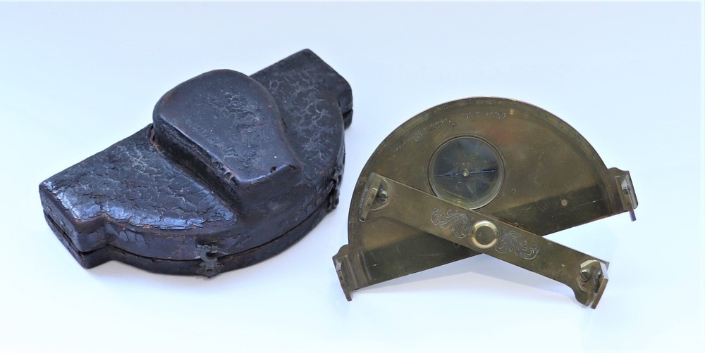 A Very Rare Canivet Graphometer With Solid Brass Plate Dated 1764