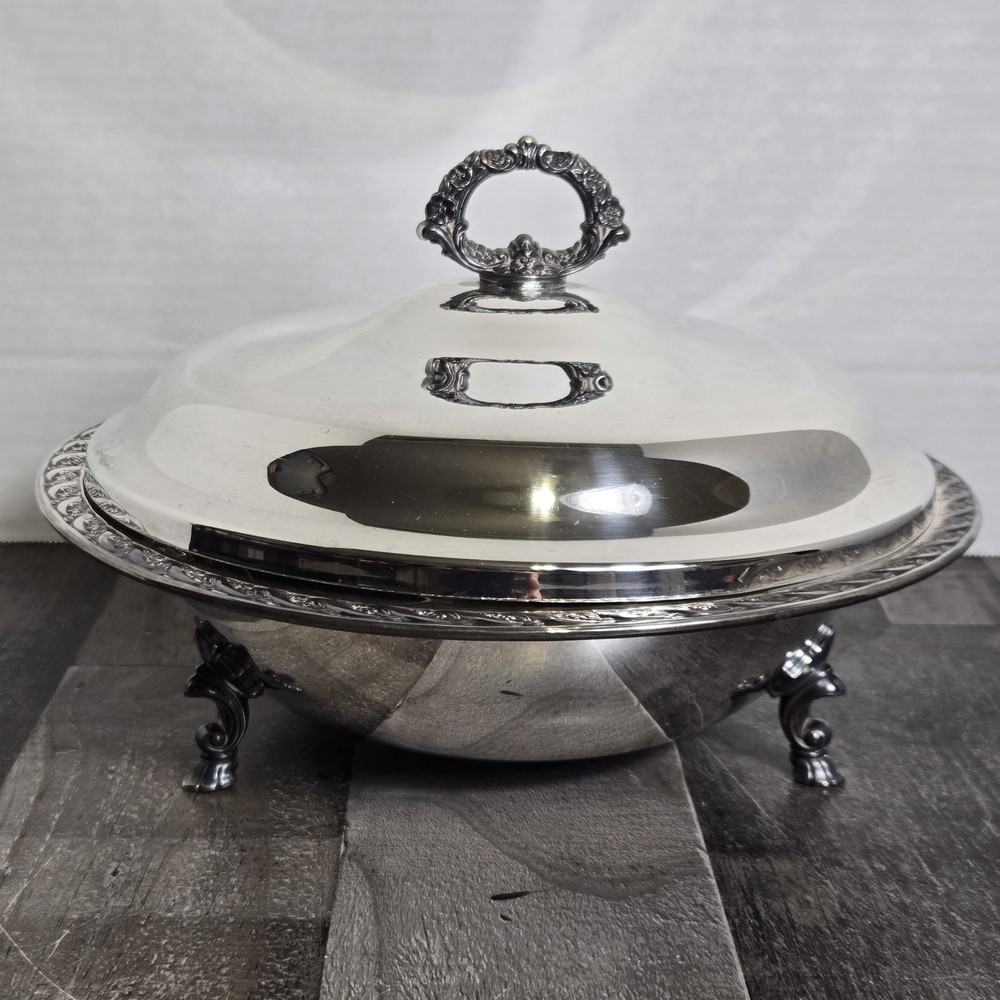 Wm. Rogers & Son Spring Flower Silverplate Serving Dish #2062 & 1.5 Qt Pyrex