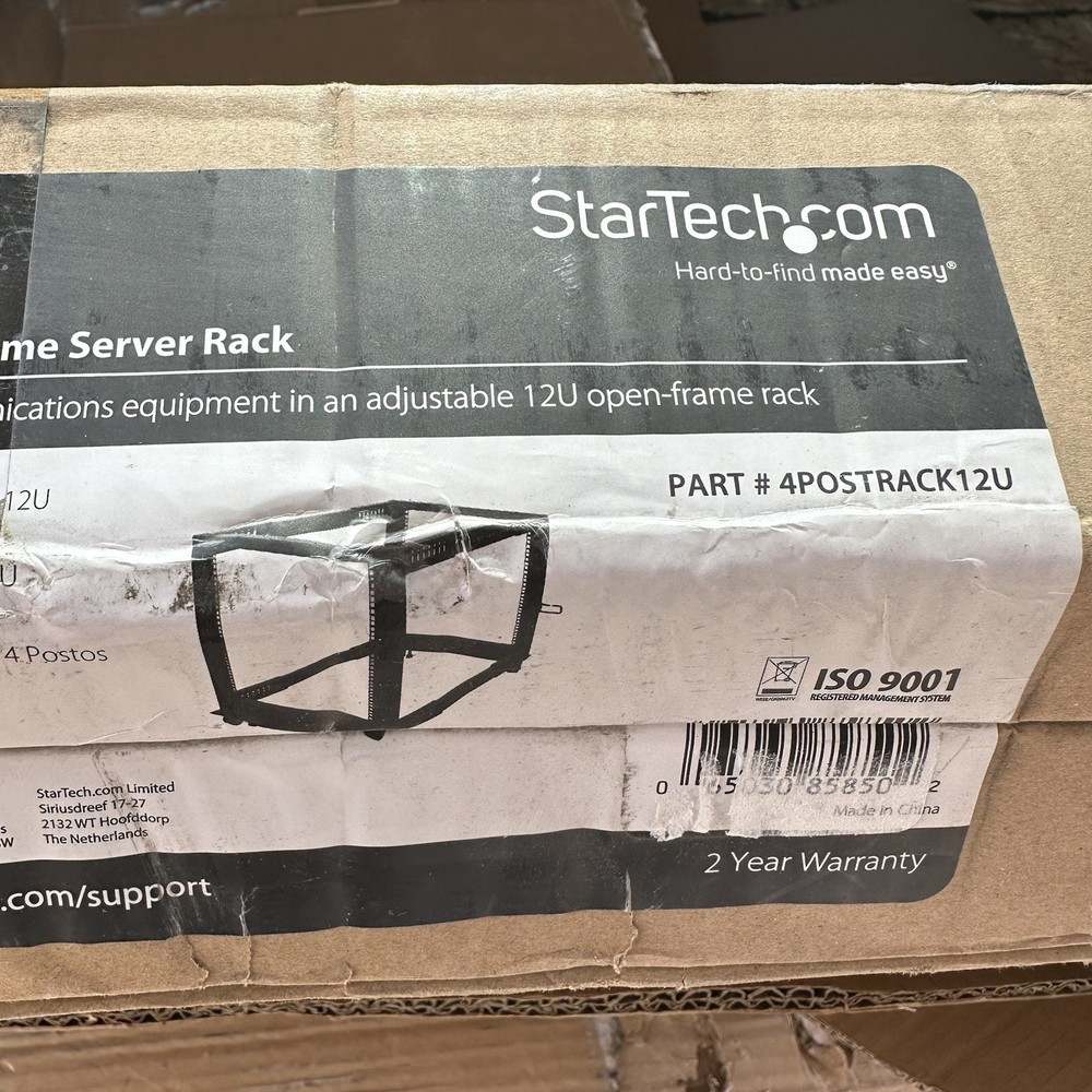 StarTech 12U Adjustable Depth 4 Post Server/Network Rack - 4POSTRACK12U