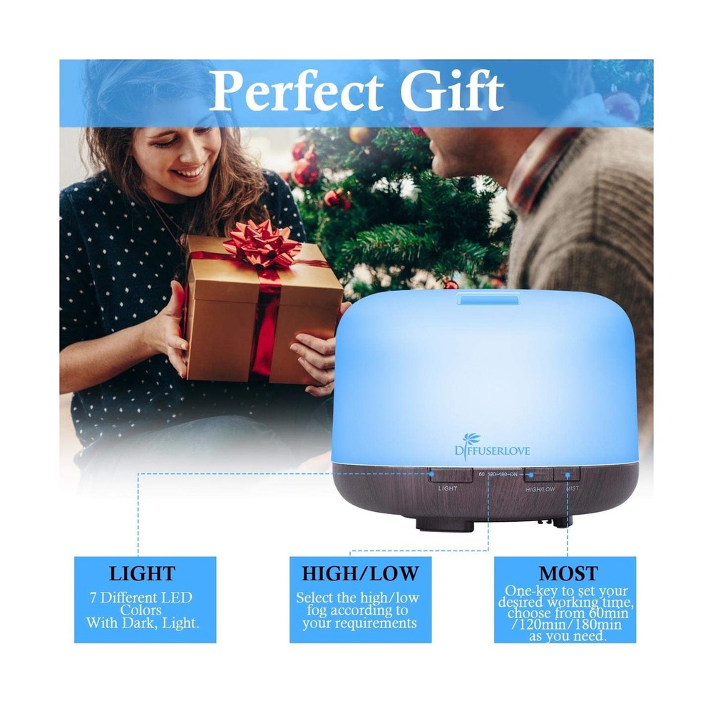 Diffuserlove Essential Oil Diffuser 500ML Aromatherapy Diffuser Mist Humidifi...