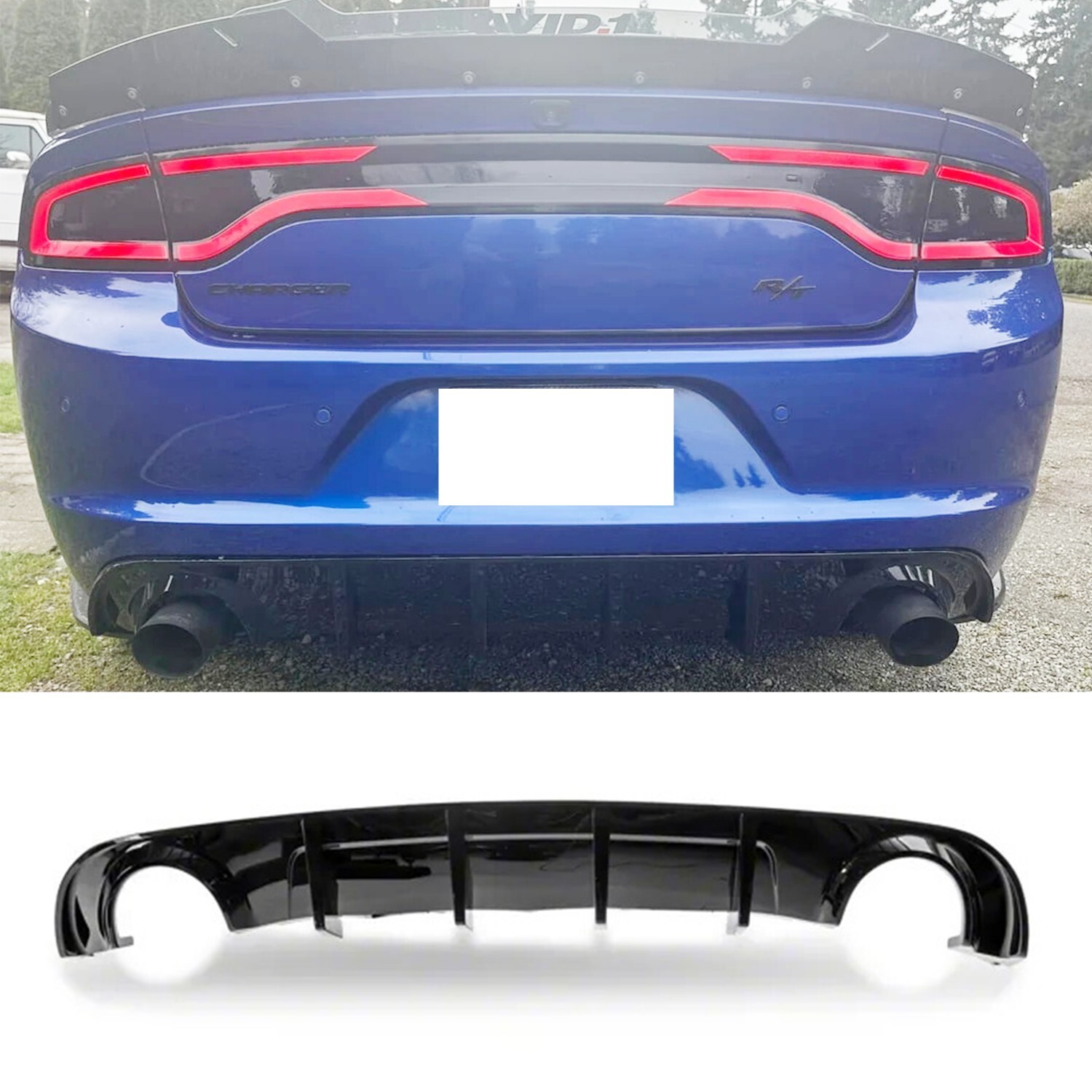 Rear Bumper Diffuser Lip Gloss Black For 2015-2023 Dodge Charger R/T SE SXT