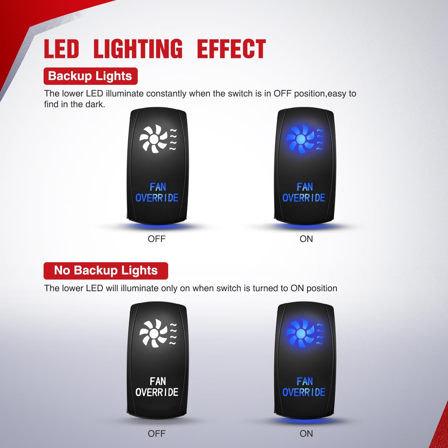 Nilight 16AWG ATV UTV Fan Override Switch Kit Wiring Harness Relay 5PIN Rocker