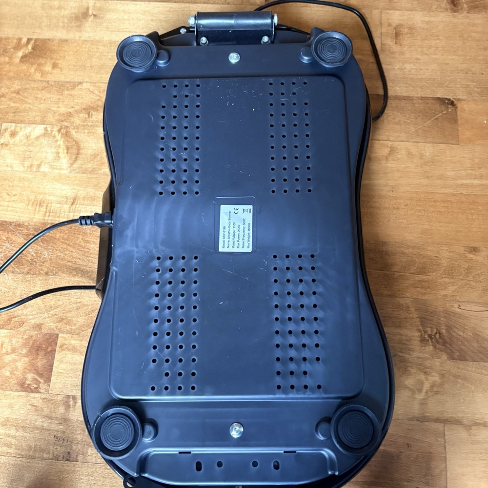 Black Vibration Plate Exercise Machine. Full-Body Vibrating Platform with Resist