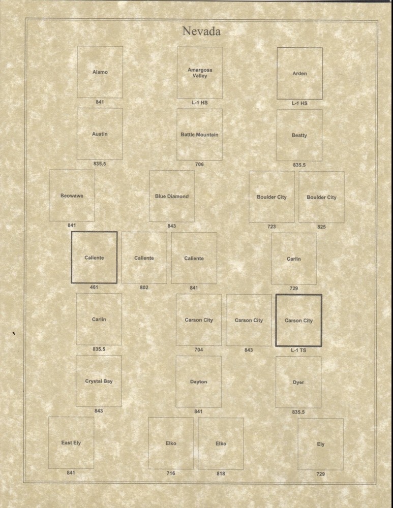 Nevada Precancel Town & Type Two Sided Pages in Sheet Protectors- 22 Pages