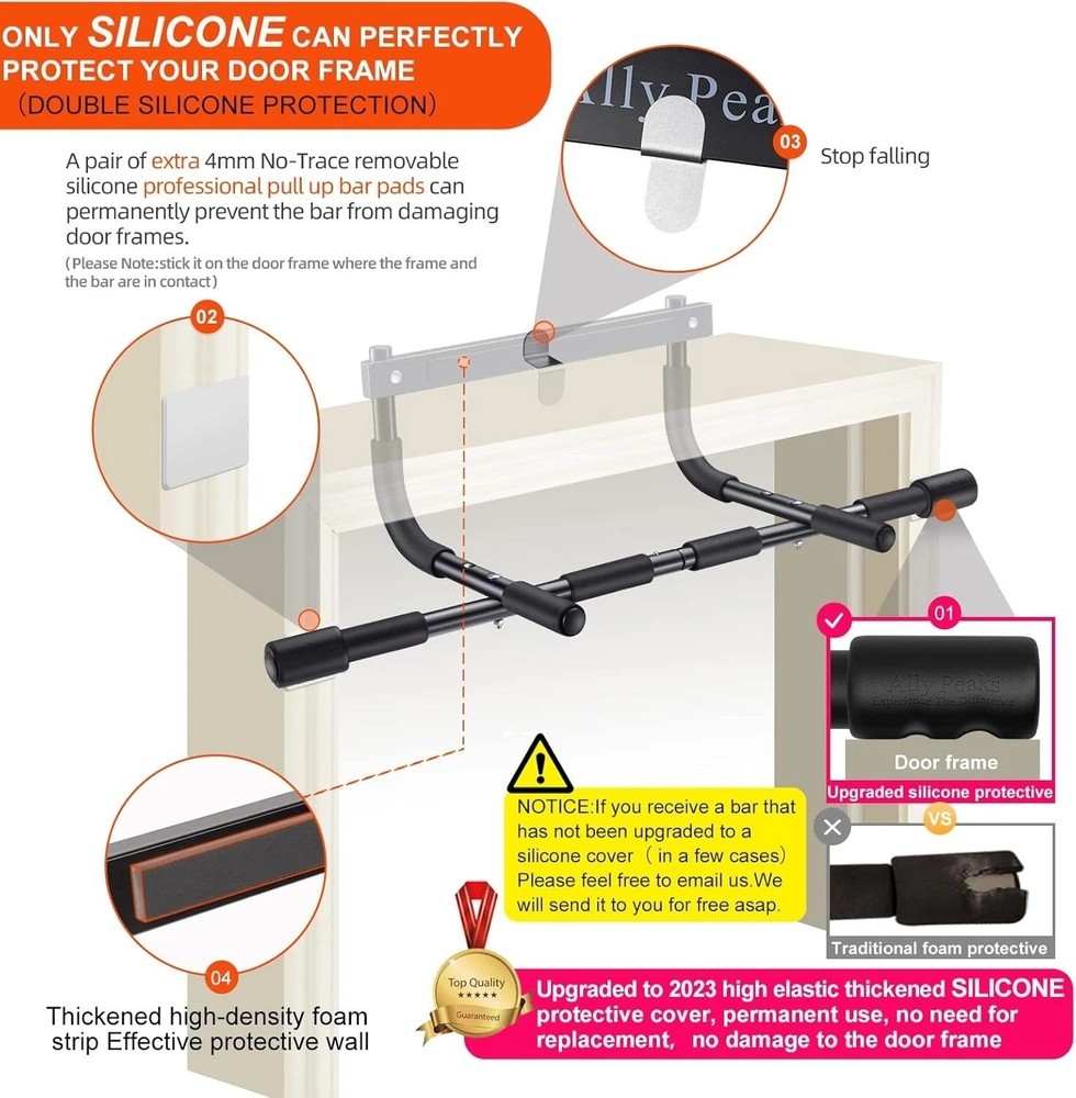 Multi-Function Steel Pull-Up Bar for Doorways - 440 lbs Capacity, Safe & Secure
