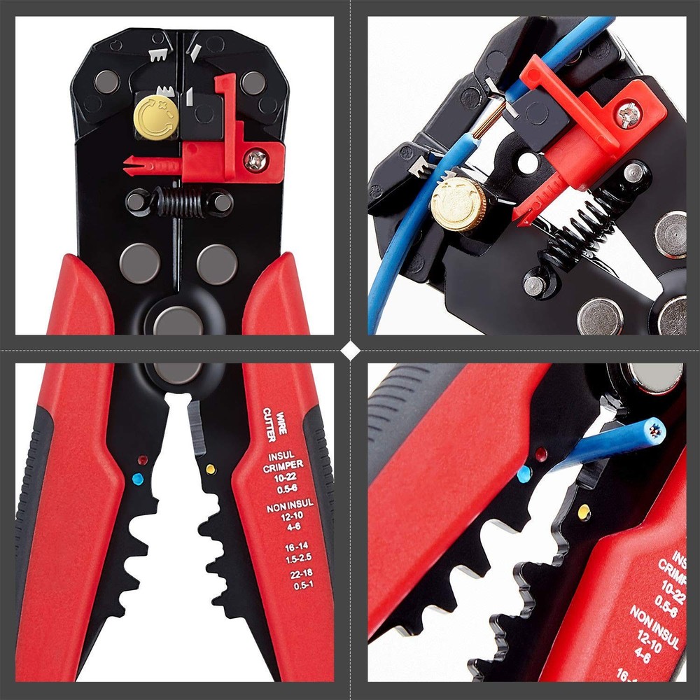 3 in 1 Self-Adjusting Wire Stripper Cutter, Crimping Tool Red
