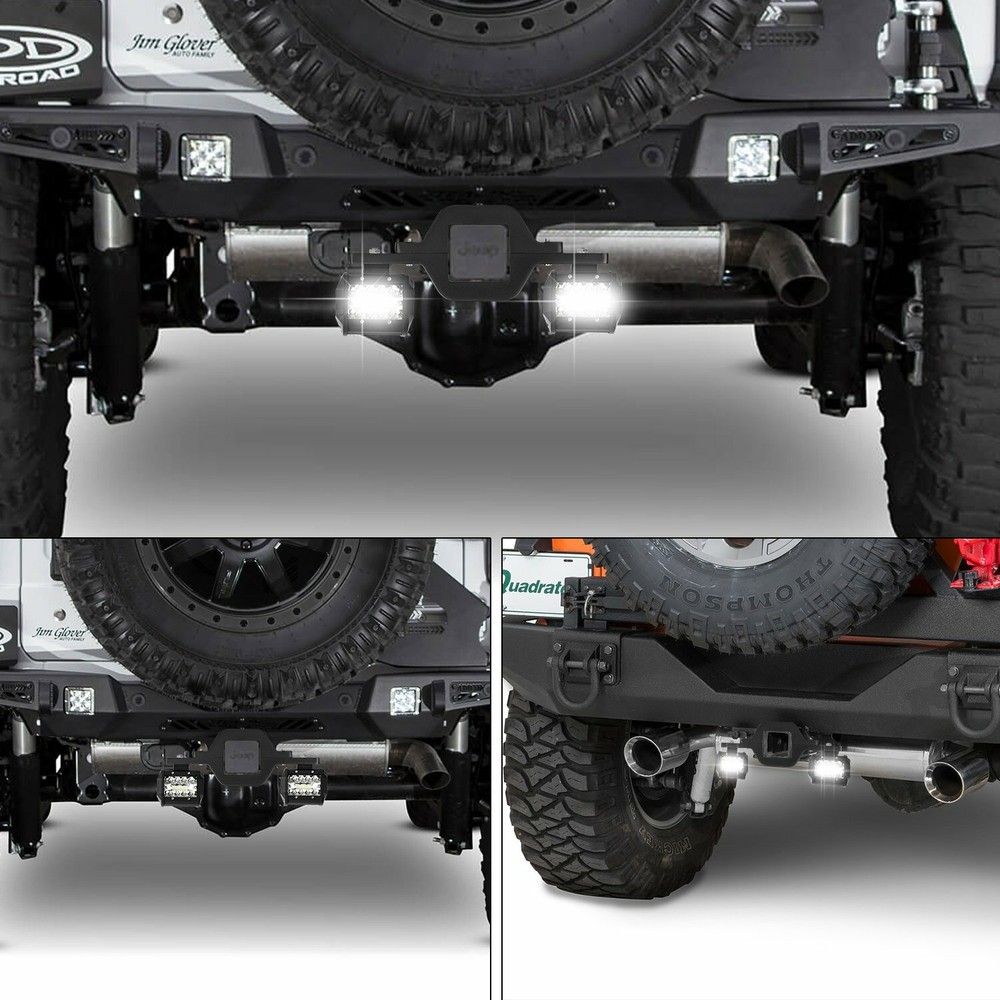 Trailer Tow Hitch Mount Bracket + 4'' LED Combo Beam Offroad Work Reverse Lights