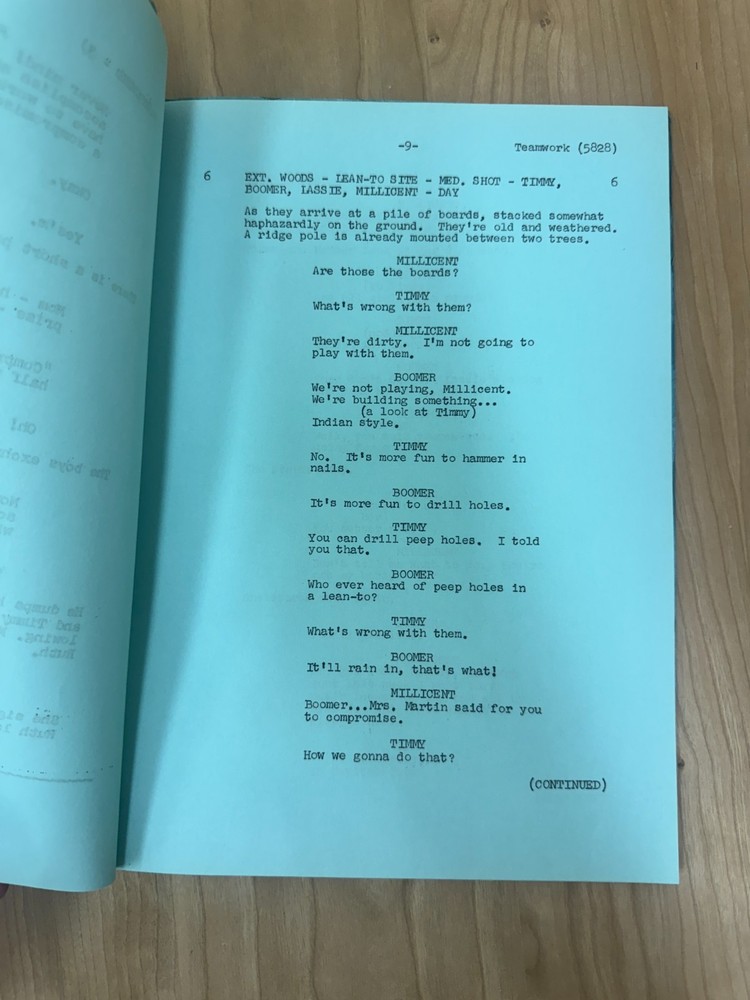 June Lockhart Actor Script - Lassie Classic TV Show "Teamwork" 1950s