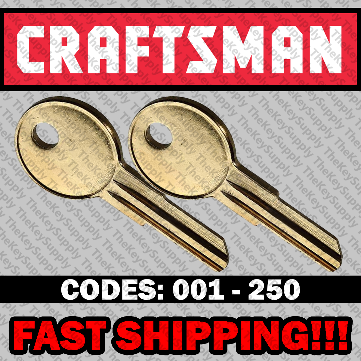 ( 2 ) Two Craftsman tool box keys / Select your key code / Series 001-250