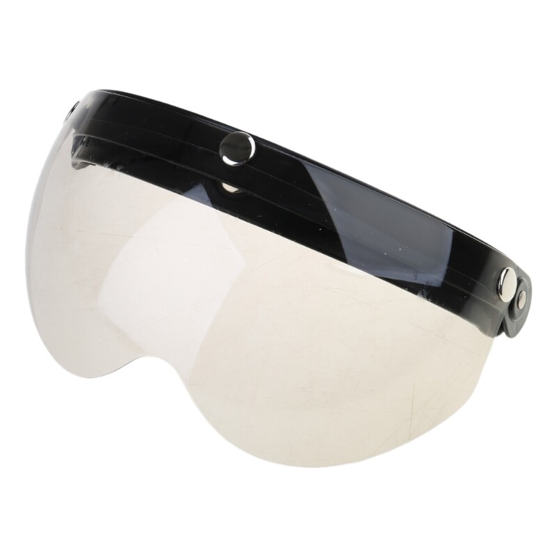 Windproof 3-Snap Visor Lens Shield for Motorcycle Helmets Up Down Open Face