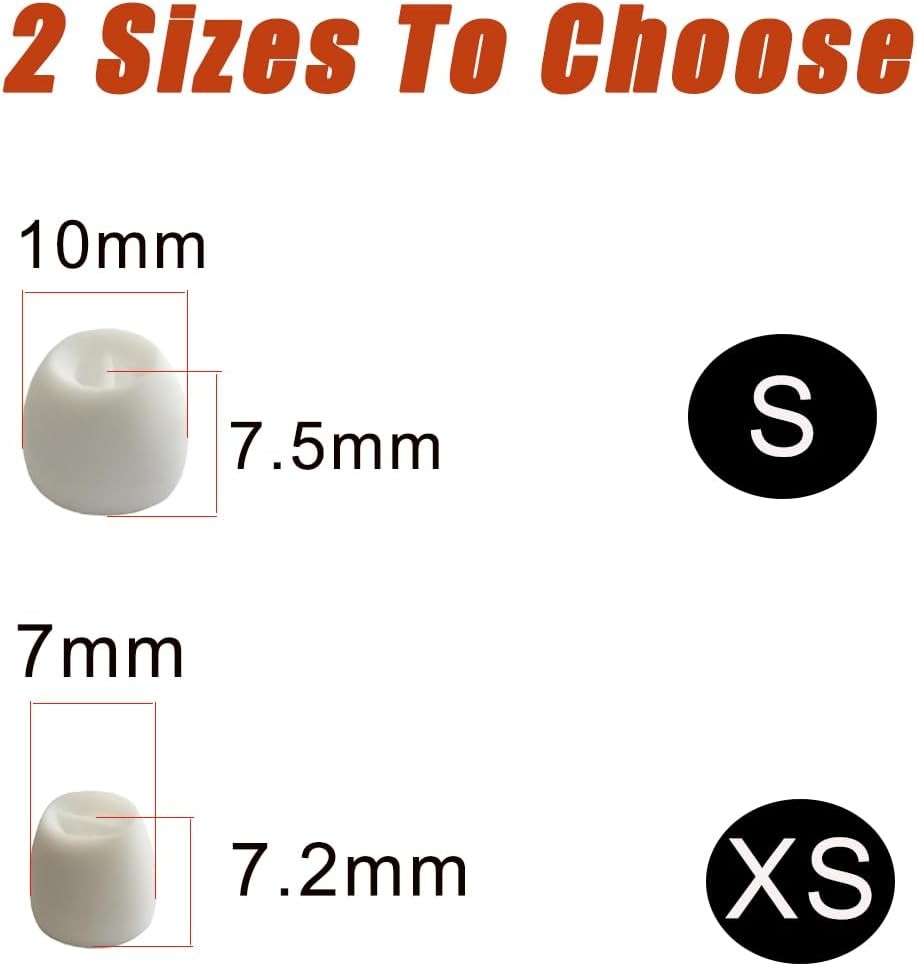8 Pairs Extra Small Earbuds Tips Replacement Silicone Ear Small-White