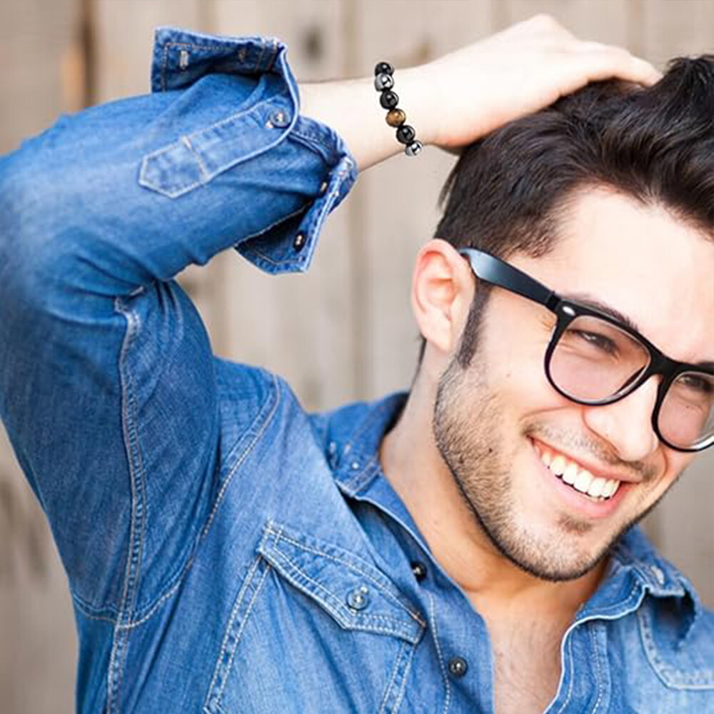 Natural Stone Hematite Tiger Eye Stretch Bracelet Unisex