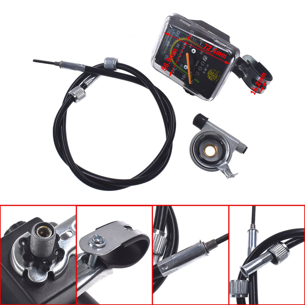 Resettable Speedometer Odometer Gauges Analog Classic Style For Exercycle