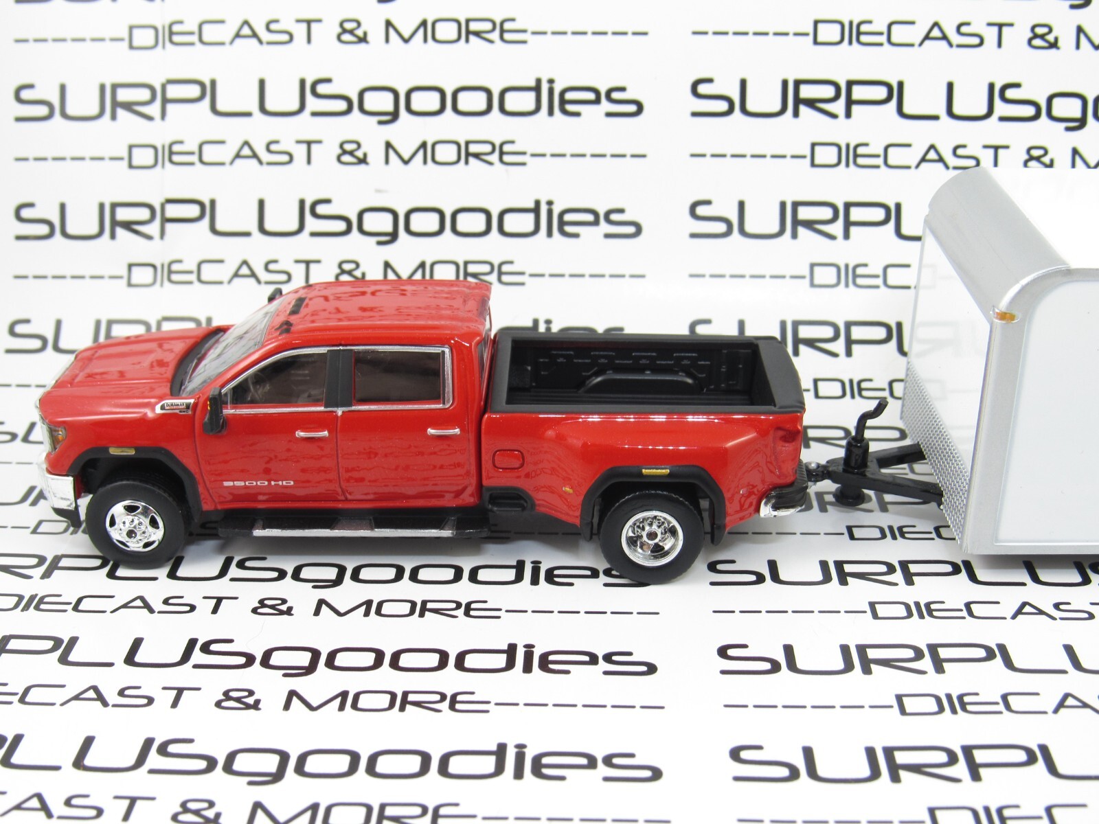 Greenlight LOOSE 2022 GMC SIERRA 3500HD Dually Pickup w/White Enclosed Trailer R