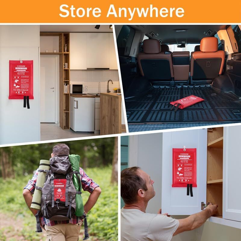 Fire Blanket, Emergency Fire Suppression Blanket for Home and Kitchen, Prepared