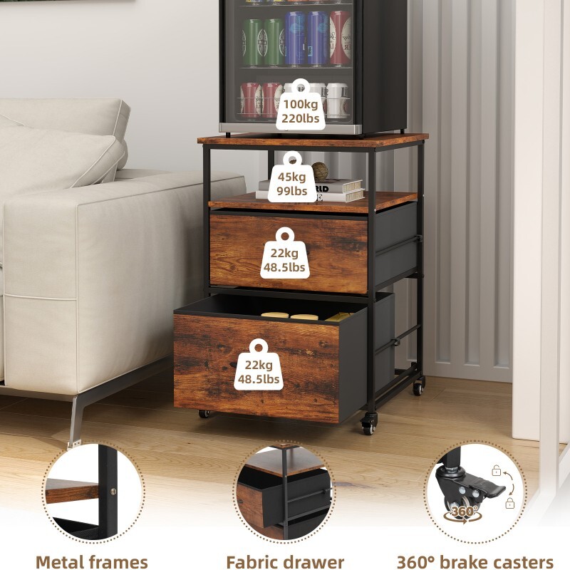 Mini Fridge Stand with Storage Beverage Refrigerator Cooler Stand Table