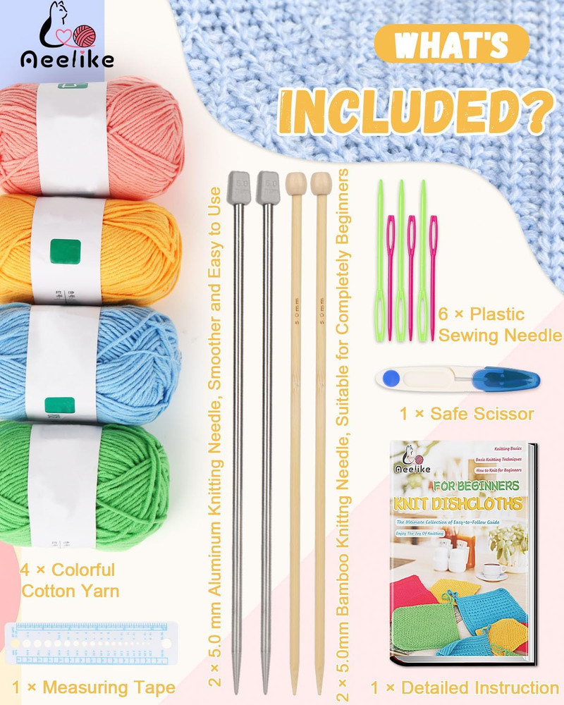 Knitting Kit for Beginners, Complete Beginner Crochet Kit Easy Including Knittin
