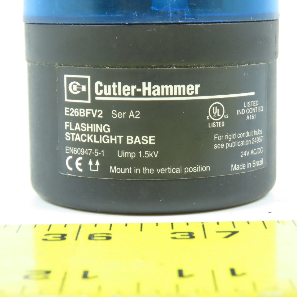 Eaton Cutler Hammer E26BFV2 SerA2 Blue Flashing Warning Stacklight 24V AC/DC