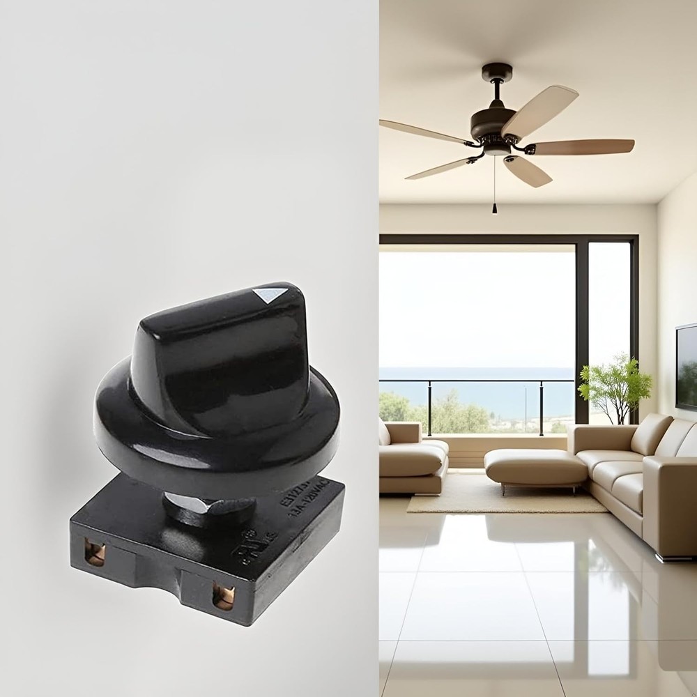 Durable 3-Speed Ceiling Fan Rotary Switch for Professional Wall Installation