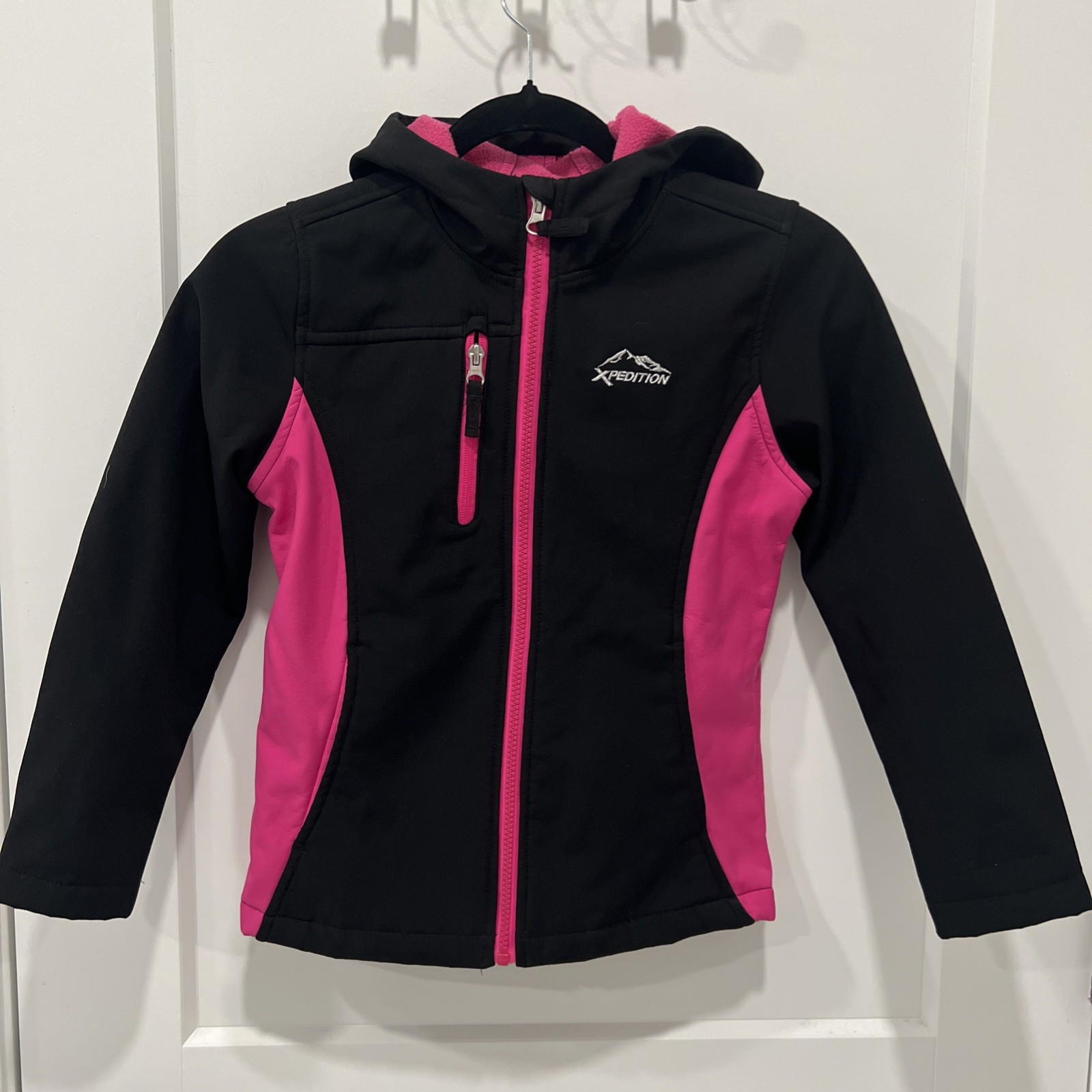 Mountain Xpedition Coat Girls Size Medium (7-8) Hooded Black Pink