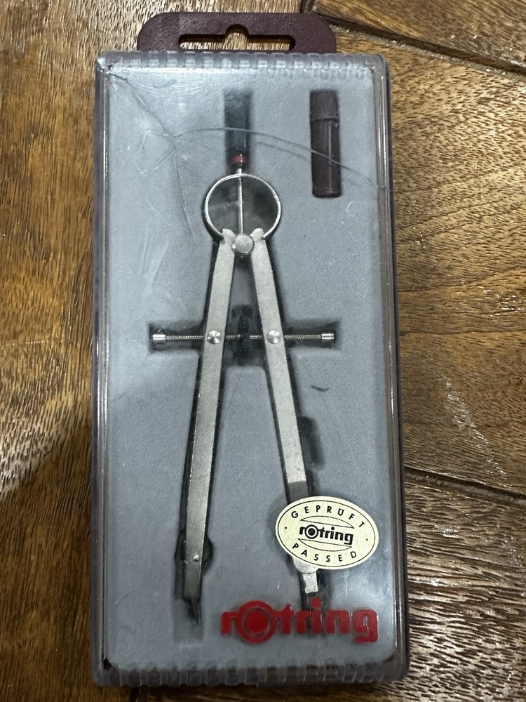 Vintage Rotring Drafting Drawing Compass Original Case / Made in Germany