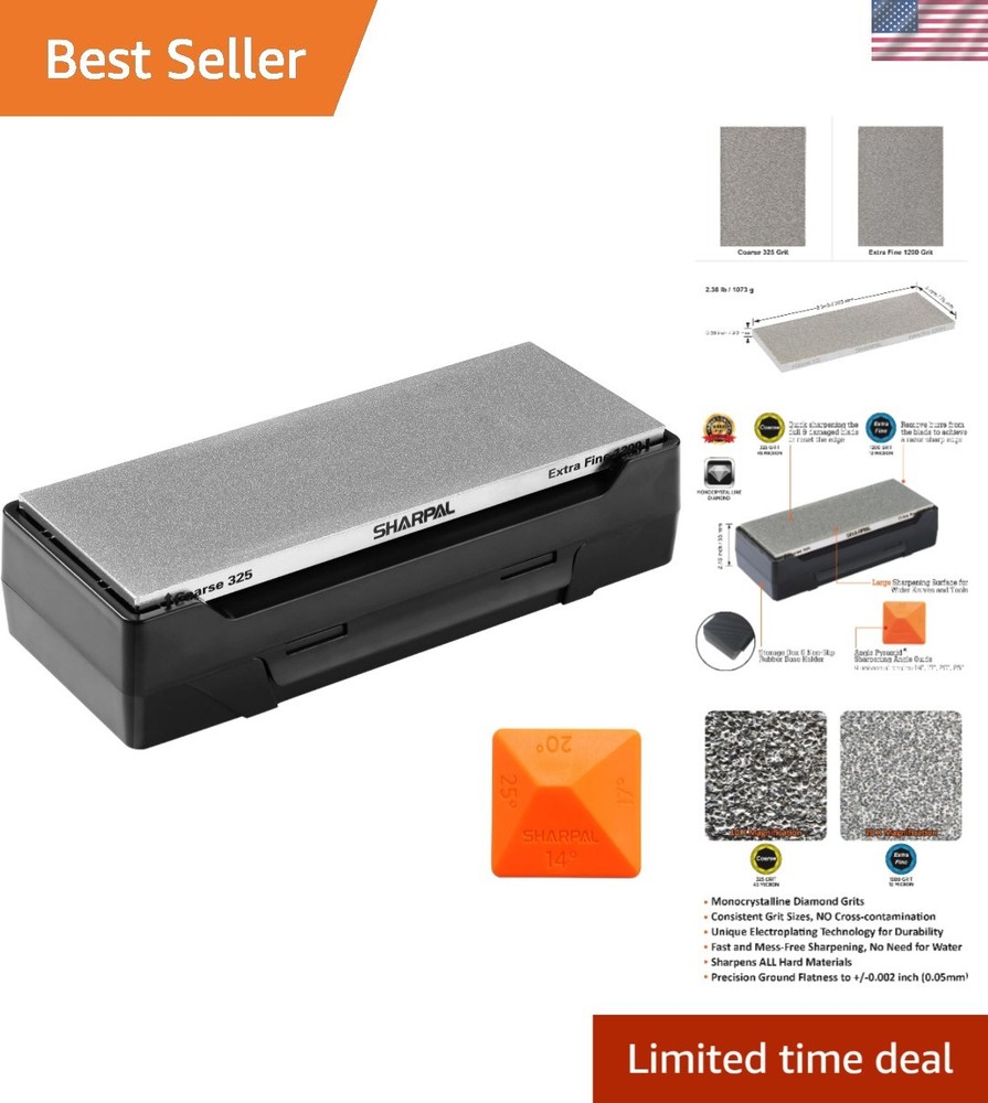 Fast-Acting Double-Sided Diamond Sharpening Stone with Angle Guide | 8 x 3 in.