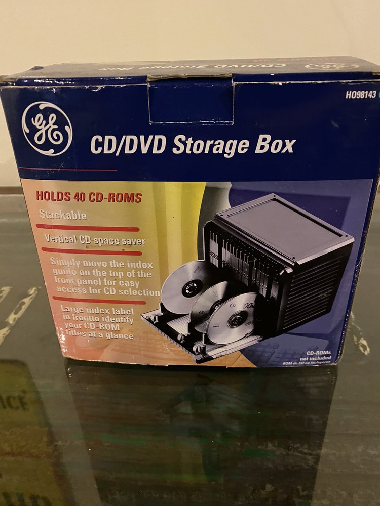 GE 40 Disc CD and DVD Storage Box Container Organizer - New Open Box