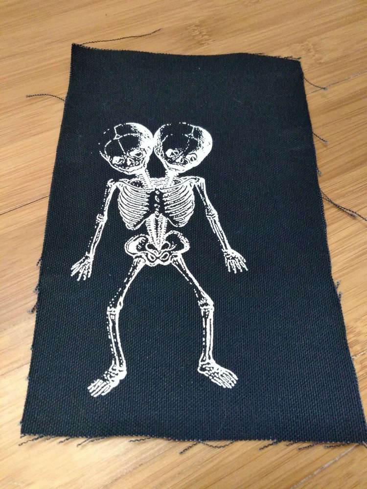 Two-Headed Skeleton 8" Sew-on Fabric Patch