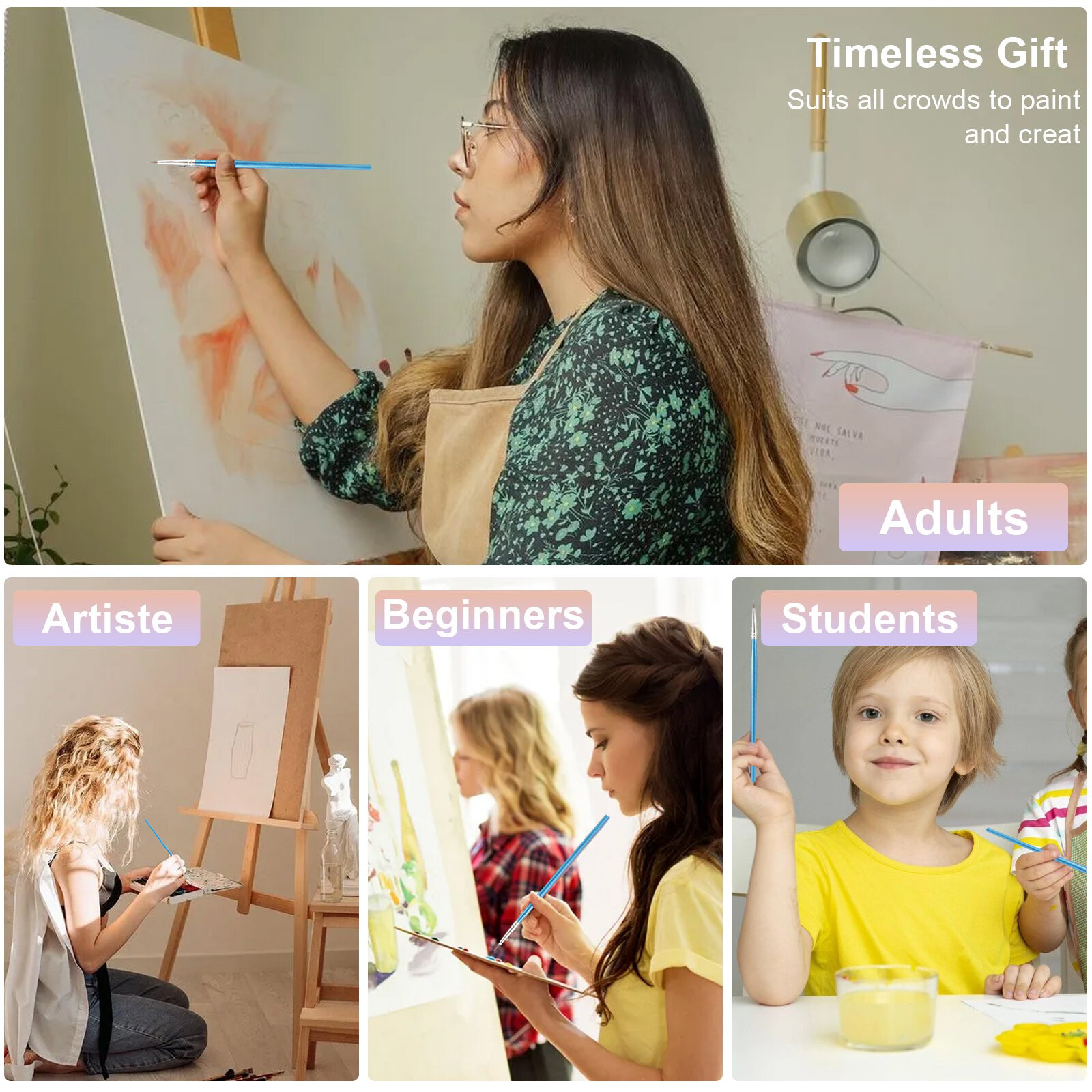 100Pcs Miniature Paint Brush Set Professional Brushes Fine Detail Art Nail Model