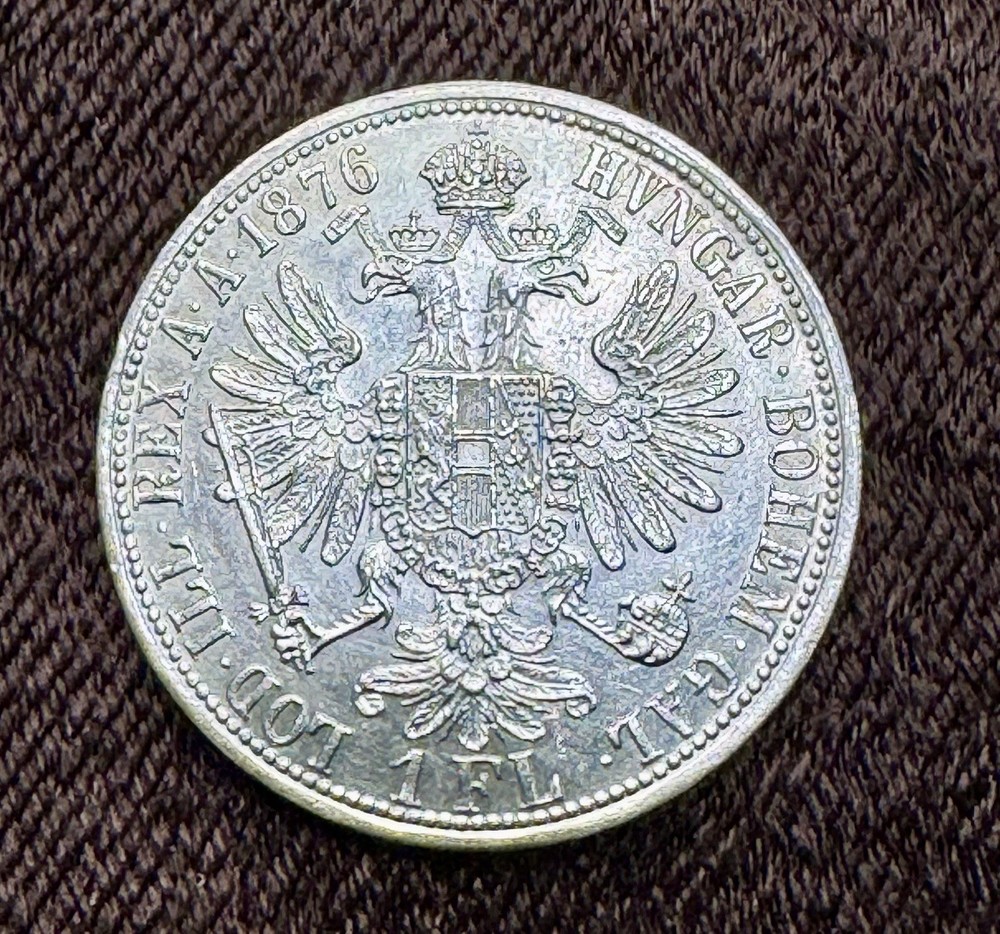 1876 AUSTRIA FLORIN SILVER COIN UNC
